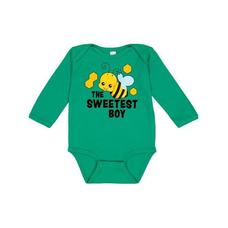 

Inktastic The Sweetest Boy with Bee and Honey Combs Gift Baby Boy or Baby Girl Long Sleeve Bodysuit