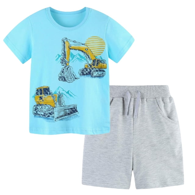 Conjunto de ropa: camiseta y pantalones cortos de algodón de verano para niños pequeños