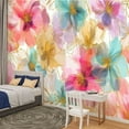 thumbnail image 2 of Peel and Stick Wallpaper Sweet flower watercolor soft pastel colors water color Modern Art Wall Mural Decor Self Adhesive and Removable 100in x 144in, 2 of 8