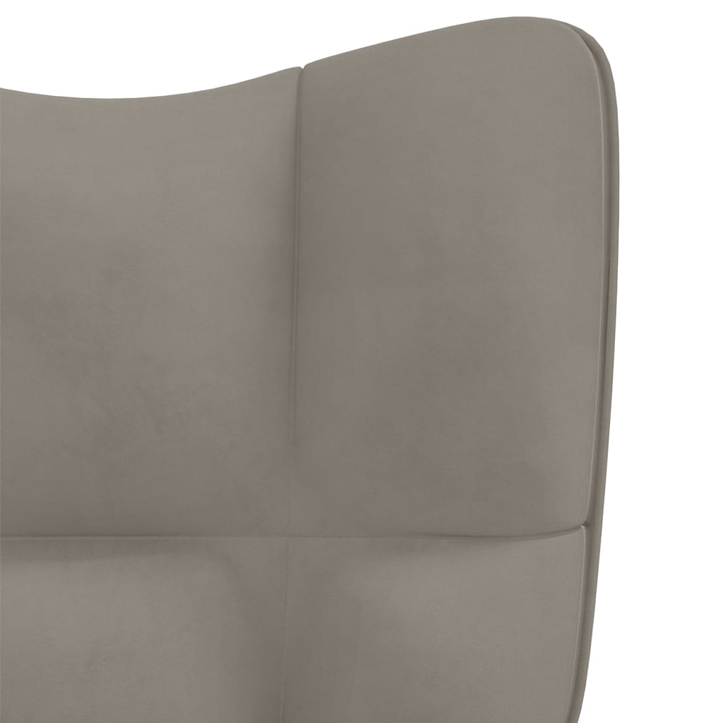 vidaXL Rocking Chair with Ottoman Light Gray Velvet