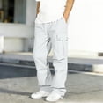 thumbnail image 6 of ATOGUTA Cargo Sweatpants for Boys Wide Leg School Uniform Pants Kids Elastic Waist Flowy Summer Beach Lounge Trousers with Pockets Size 7-16, Gray, 6 of 7
