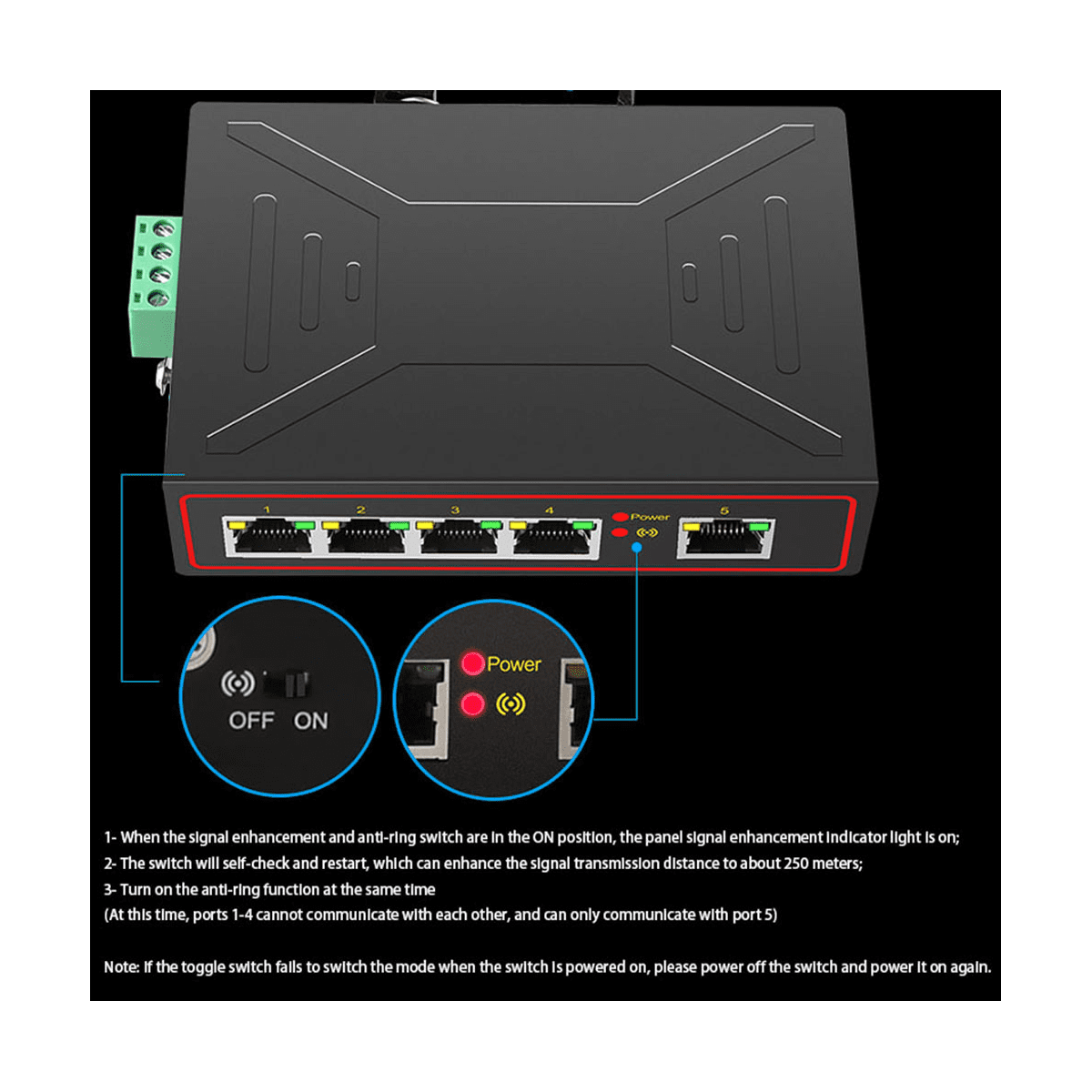 1 x Industrial network switch-Black