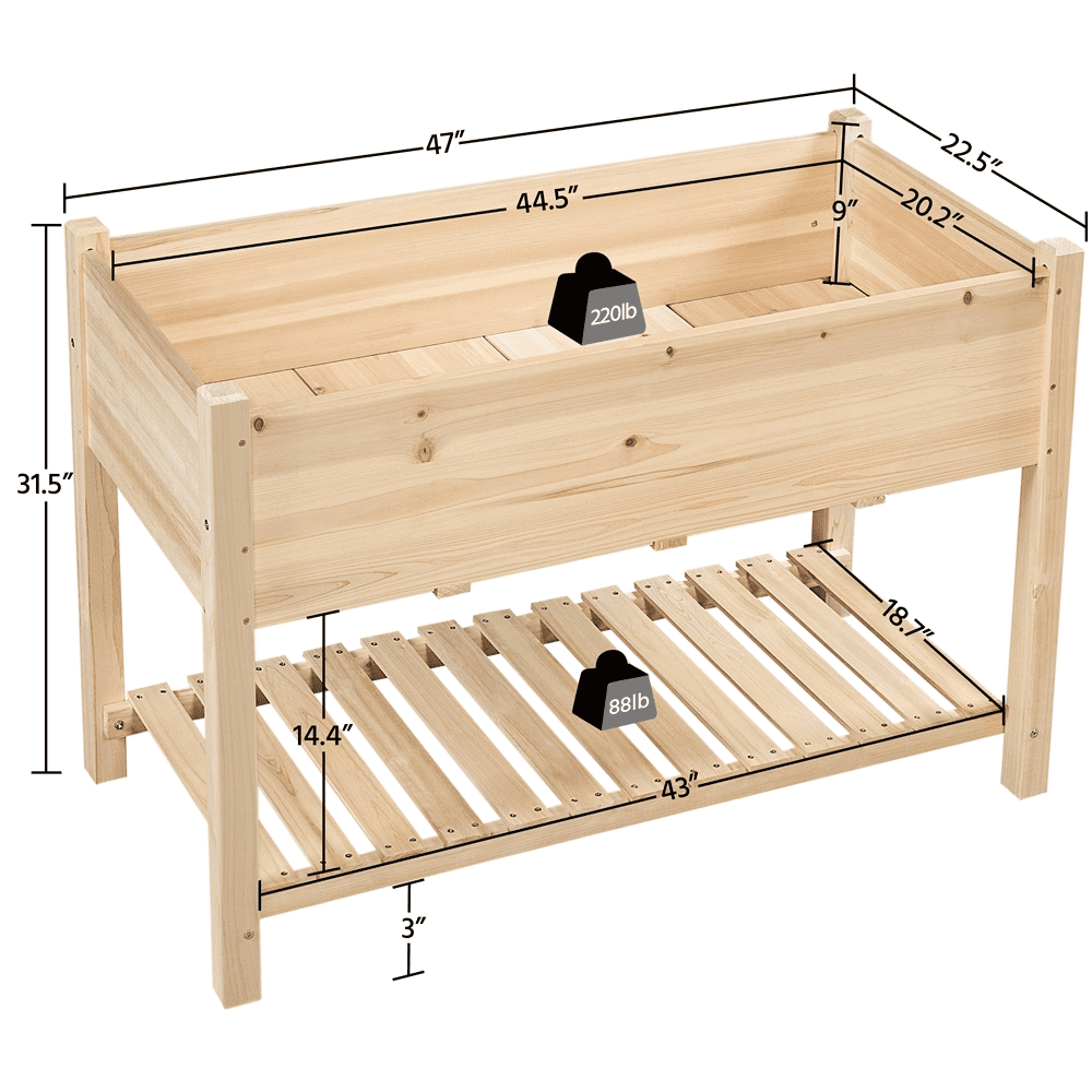 Yaheetech 2 Tiers Raised Garden Bed for Vegetables Flowers Herbs, Wood