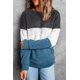 thumbnail image 2 of ABPHQTO Sudadera de mujer gris extragrande de felpa colorblock, 2 of 5