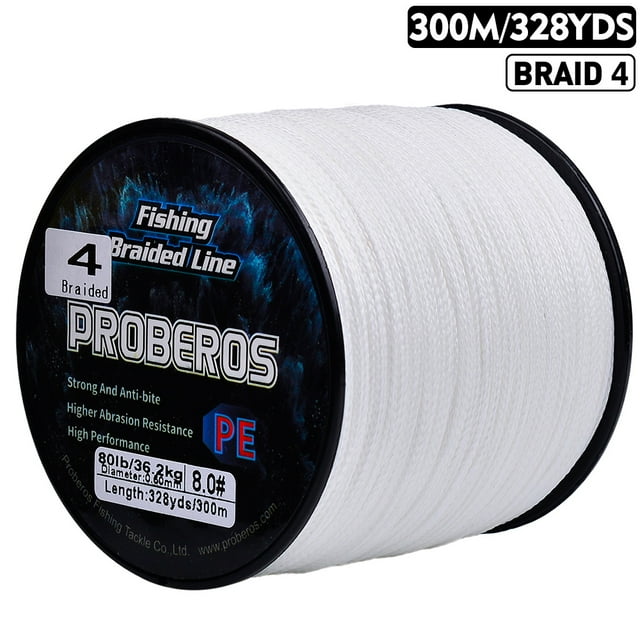 PROBEROS New 300M PE Braided Fishing Line Multicolor Multifilament Super Strong Fishing Line 6LB-80LB Applicable to Main Line White 0.10mm-6lb