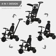 thumbnail image 4 of Qaba Tricycle pour Enfants 4 en 1 Tricycle avec Siège Réversible à Angle Ajustable Poignée Amovible Auvent Main Courante Ceinture Rangement Repose-Pieds Frein Embrayage pour 1-5 Ans Noir, 4 of 9
