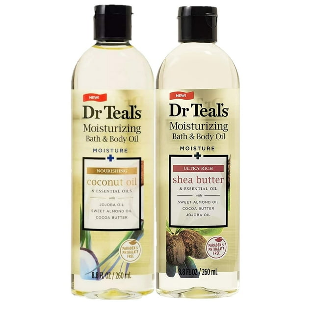 Set de regalo de aceite corporal y de baño Dr. Teals Ultra Rich, manteca de karité y aceite de coco, 250 ml x 2