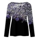 thumbnail image 4 of Moda mujer Casual impresión cuello redondo manga larga suelta camiseta otoño blusa pulóver Tops Pompotops  FGAJ6202, 4 of 5