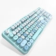 thumbnail image 3 of Teclado de juego USB inalámbrico Color mezclado tecla redonda Panel de plástico teclado de teléfono móvil tapa de llave desmontable teclado Juegos de teclado y mouse para computadora No. 4, 3 of 6