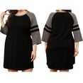 thumbnail image 4 of Valcatch Women Plus Size Nightdress Contrast Sleeve Round Neck Three-Quarter Sleeve Dress XL-XXXXL, 4 of 7