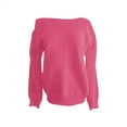 thumbnail image 4 of ManxiVoo Women's Fall Sweaters Long Sleeve Knit Pullover Cozy Puff Sleeve Casual Tops for Everyday Wear XXL Size Hot Pink, 4 of 6