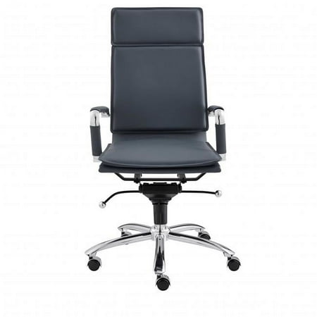 UPC: 4512839461311 | HomeRoots Blue High Back Office Chair with Chromed Steel Base 26.38 x 27.56 x 45.87 in.