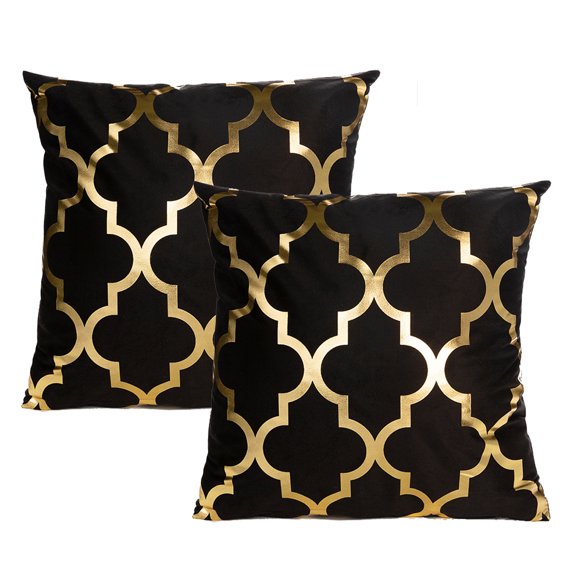 18x 18 "Black Hold Pillowcase 2 piece suit, decorative black and gold hold Pillowcase, Sofa Cushion Cover Home Decor Living Room Pillowcase Set - Style:Style3;