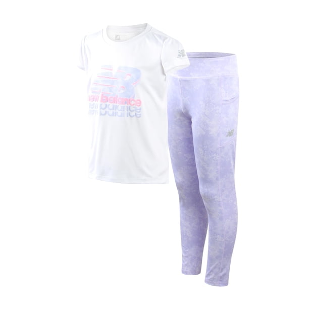 Set de leggings New Balance para niñas de 7 a 8 años, color blanco, Day Break