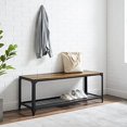 thumbnail image 1 of Walker Edison Industrial Entryway Hall Storage Bench with Lower Mesh Shelf, 48 inch - Rustic Oak, 1 of 5