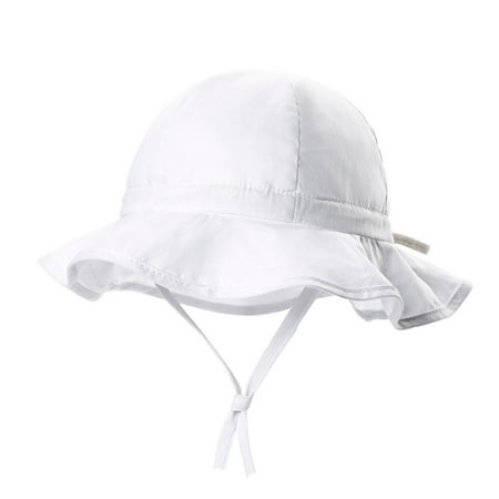 

Childrens Hat Ruffles Candy Solid Cap Upf 50+ Beach Hat White