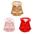 thumbnail image 1 of Besly 1-4T Baby Girls Warm Coat Winter Warm Coats Ear Hooded Faux Fur Fleece Jacket Girls Coats, 1 of 9