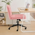 thumbnail image 4 of Furniliving Desk Chairs Swivel Armless Home Office Desk Chairs Mid Back Office Chairs Teddy Velvet, Pink, 4 of 9
