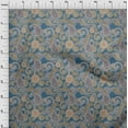 thumbnail image 4 of oneOone Cotton Silk Grayish Blue Fabric Paisleys Craft Projects Decor Fabric Printed By The Yard 42 Inch Wide-7C, 4 of 6