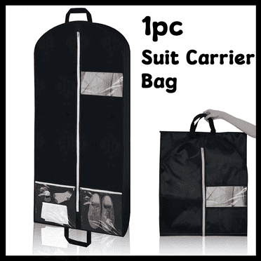 Jowenia Suit Carrier Bag Garment Bag with Handles and 2 Large Clear Pockets Travel Suit Cover