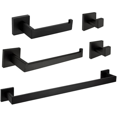 Dinohhi Matte Black Bathroom Hardware Set 5 Pieces SUS304 Stainless ...