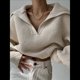 thumbnail image 5 of Suéteres de Larga para Mujer, Suéter Ajustado y Elástico de Gran Tamaño, Jersey de Punto Acanalado de Color Liso. Albaricoque M, 5 of 8