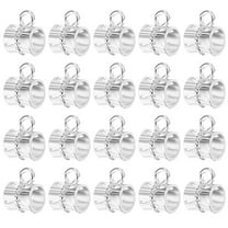 100Pcs Bail Beads Charm, Loose Spacer Beads Pendants Bulk Mini Hanger Column Charm for Jewelry Making, Silver Tone