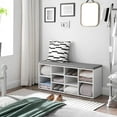 VASAGLE Padded Shoe Bench, Solid 10 Compartment Storage Organizer, Entryway with Cushion
