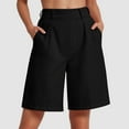thumbnail image 2 of vigerkar Bermuda Shorts for Women High Waisted Linen Dressy Casual Pleated Wide Leg Summer Shorts with Elastic Waist Black, L, 2 of 9