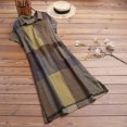 thumbnail image 3 of ZANZEA Women Short Sleeve Plaid Printed Casual Short Dress Check Dresses, 3 of 13