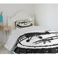 thumbnail image 4 of Ambesonne Vintage Airplane Quilted Bedspread Set 2 Pcs, Aviation Retro, Twin Size, Black and White, 4 of 6