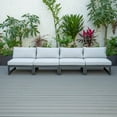 thumbnail image 4 of LeisureMod Chelsea 4-Piece Outdoor Armless Patio Sectional Black Aluminum With Light Grey Cushions, 4 of 7