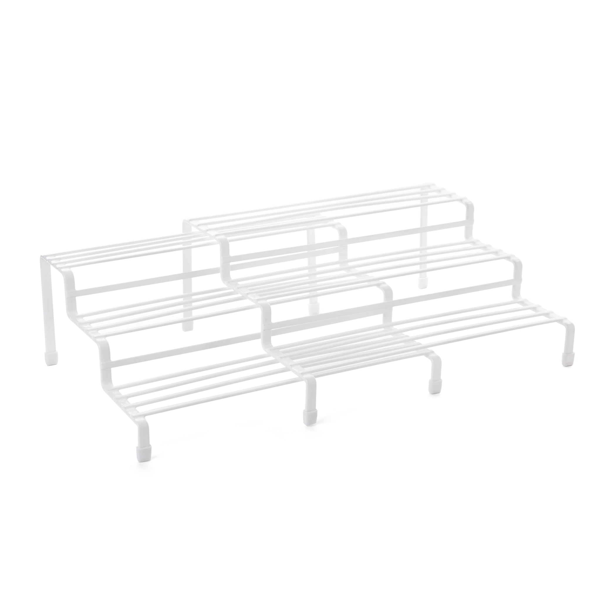 (3 pack) Mainstays Expandable Metal Wire Spice Rack Organizer, Tiered Kitchen Cabinet and Pantry Spice Rack Shelf for Countertop Spice Storage, White