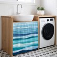 thumbnail image 3 of Ocean Beach Cabinet Curtain 35"Wx35"L,Dustproof Under Sink Skirt with Self Adhesive Tape,Modern Blue Coastal Wave Oil Painting Art Cabinet Curtain Cover for Kitchen Sink,Bathroom Vanity,Laundry Room, 3 of 9