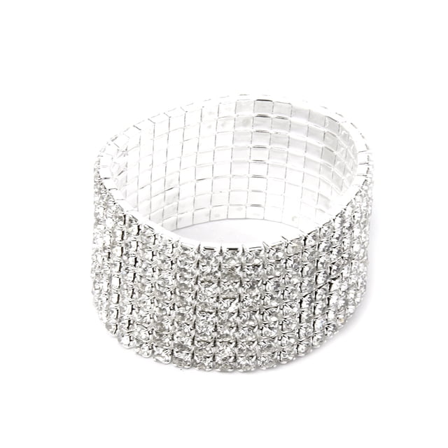 Brazalete elástico Sunnimix Rhinestone 8 filas para Boda nupcial