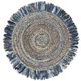 thumbnail image 3 of Safavieh Cape Cod Collection CAP206D Handmade Boho Fringe Jute & Cotton Area Rug, 4' x 4' Round, Ivory / Denim, 3 of 4