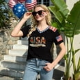 thumbnail image 5 of JULMCOMO 4th of July Shirts Women Red White Blue V Neck 250th Anniversary Tops Patriotic Short Sleeve American Flag T Shirts Black XL, 5 of 6