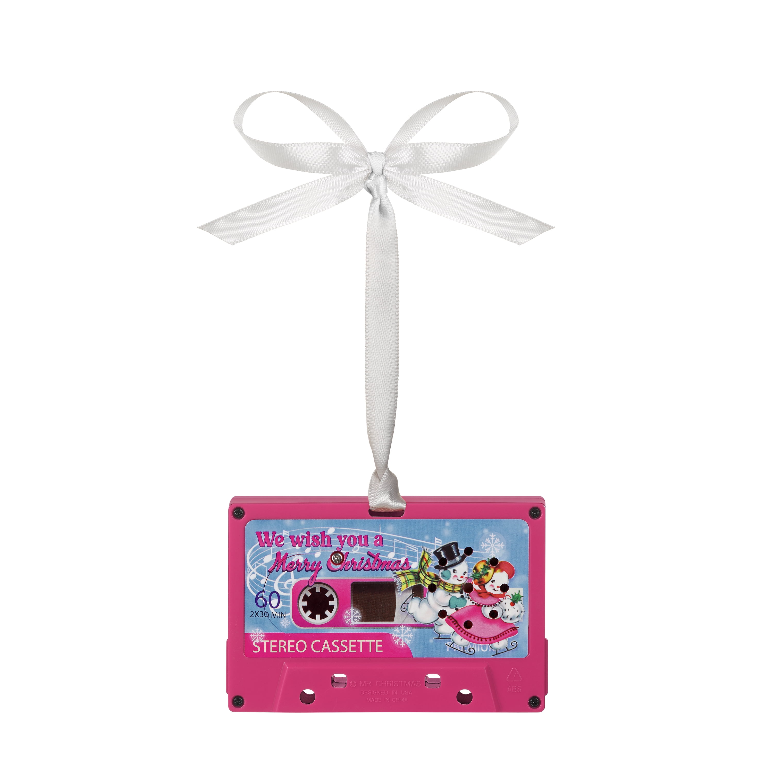 Mr. Christmas Retro Mini Cassette Ornament, Pink, Mr. Christmas Pink Cassette Ornament