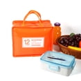 thumbnail image 3 of Práctica bolsa de almuerzo de mano impermeable Material PU Picnic refrigerador caja de almacenamiento # Color naranja, 3 of 3