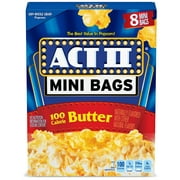 ACT II 100 Calorie Butter Microwave Popcorn, 8-Count 1.1-oz. Mini Bags