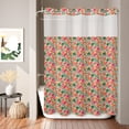 thumbnail image 1 of No Hook Shower Curtain, Tropical Plants Shower Curtains for Bathroom with See Through Top Window, Summer Floral Monstera Leaf Boho Watercolor Waterproof & Washable Bath Curtain 60"x72", 1 of 2