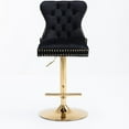 2736 Inch Velvet Swivel Bar Stools Tufted High Back & Ring Pull