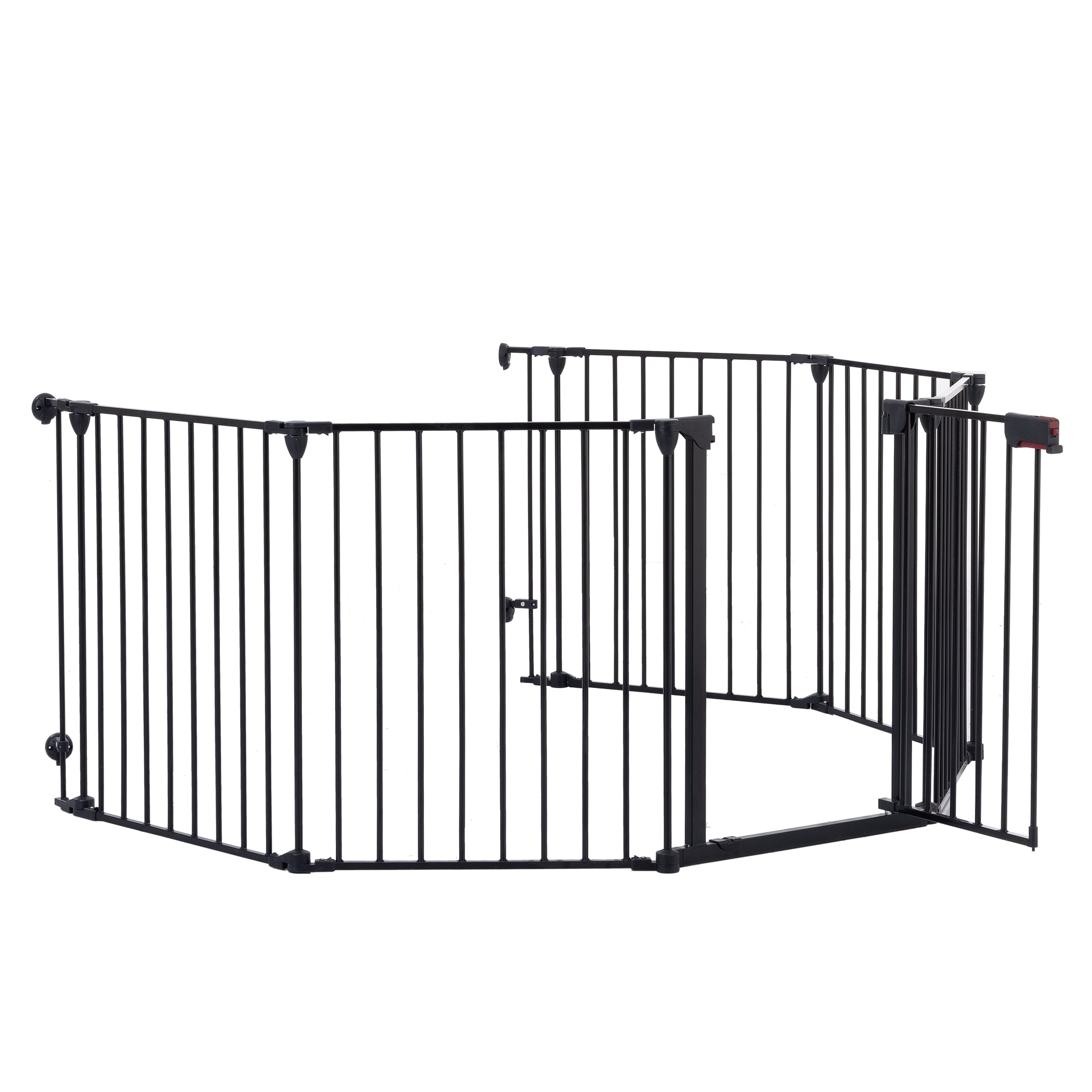 150" 6-Panel Adjustable Metal Fence | Versatile freestanding play yard and wide room divider for doorways and fireplaces