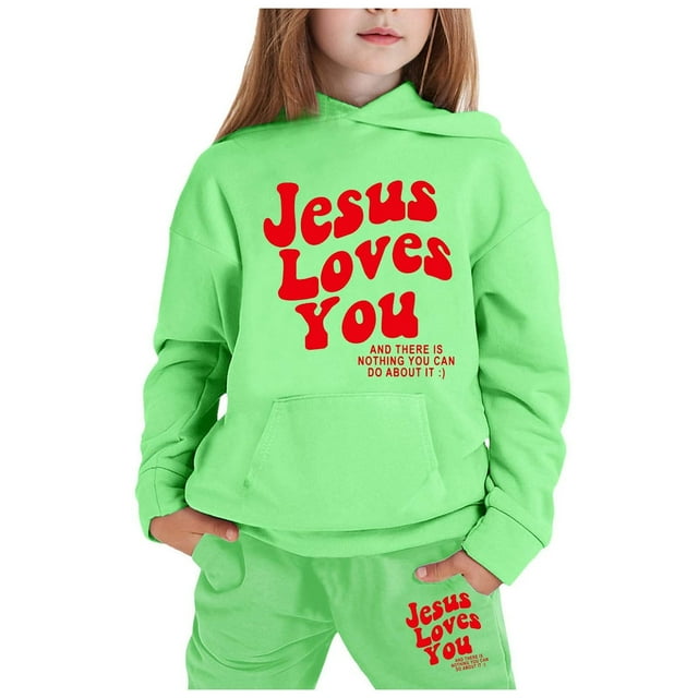 Hiiyo Ensemble de Sweat à Capuche pour Filles Tout-Petits Imprimé Lettre Sweatpants 2 Pcs Tenues