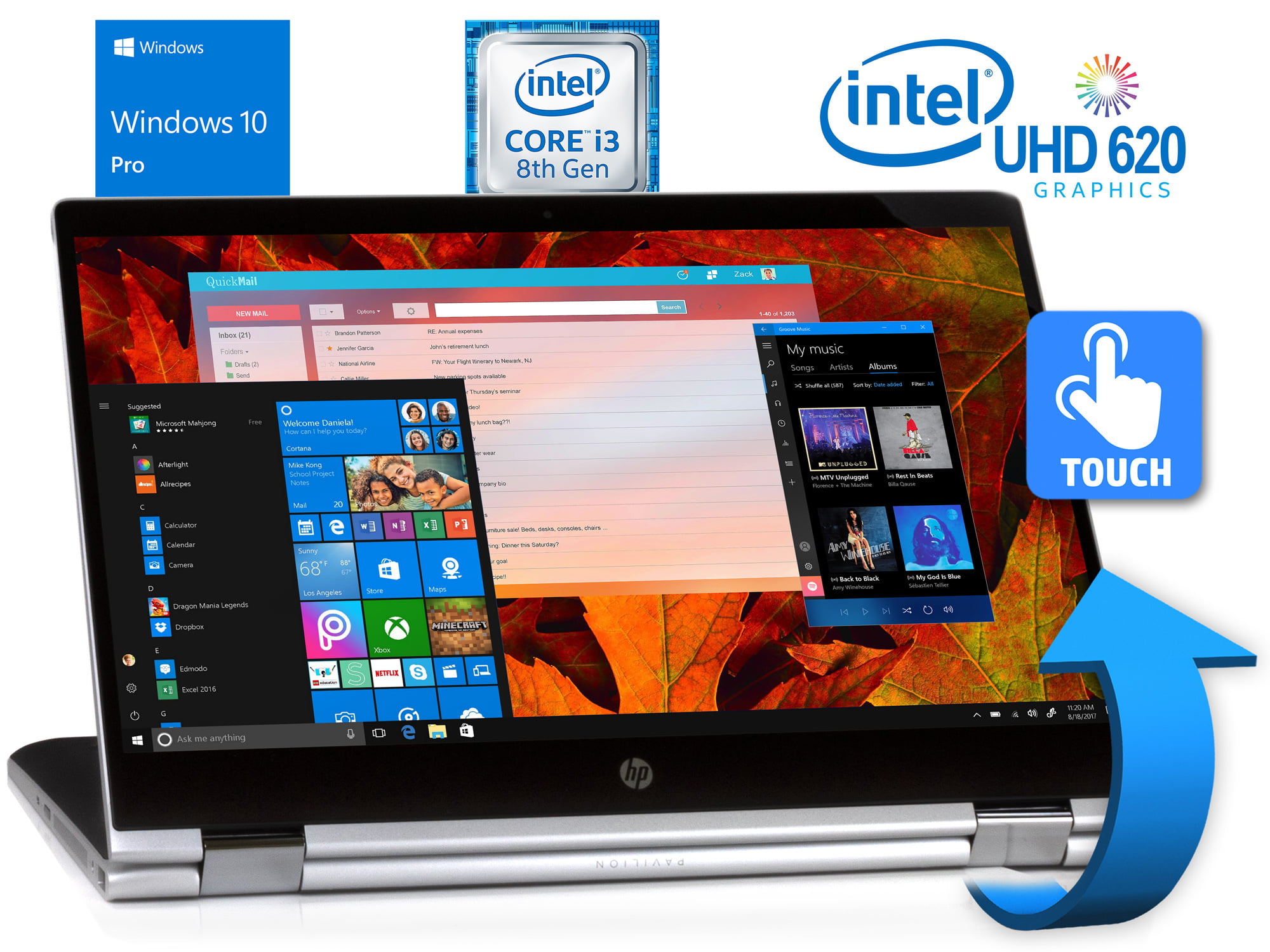 HP Pavilion x360 Notebook, 15.6" IPS FHD Touchscreen ...