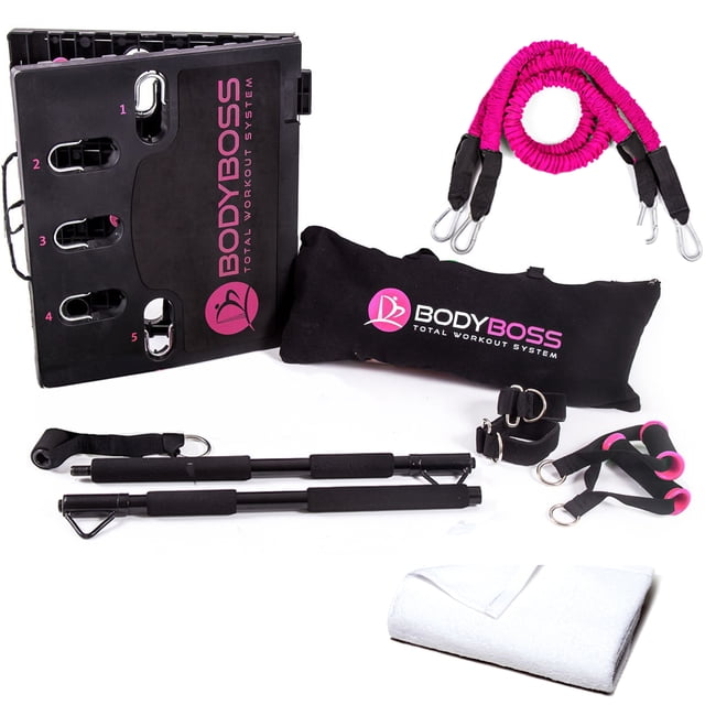 BodyBoss Home Gym 2.0 By 6Ave- Full Portable Gym Home Workout Package - PKG2-Pink