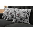 thumbnail image 2 of Ambesonne Black White Throw Pillow Cover 4 Pack, Winter White Tiger, 20", White Black and Grey, 2 of 6