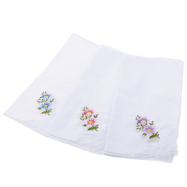 12 Pañuelos De Encaje De Algodón Con Bordado De Flores Blancas Sunnimix Color Blanco Para Mujer