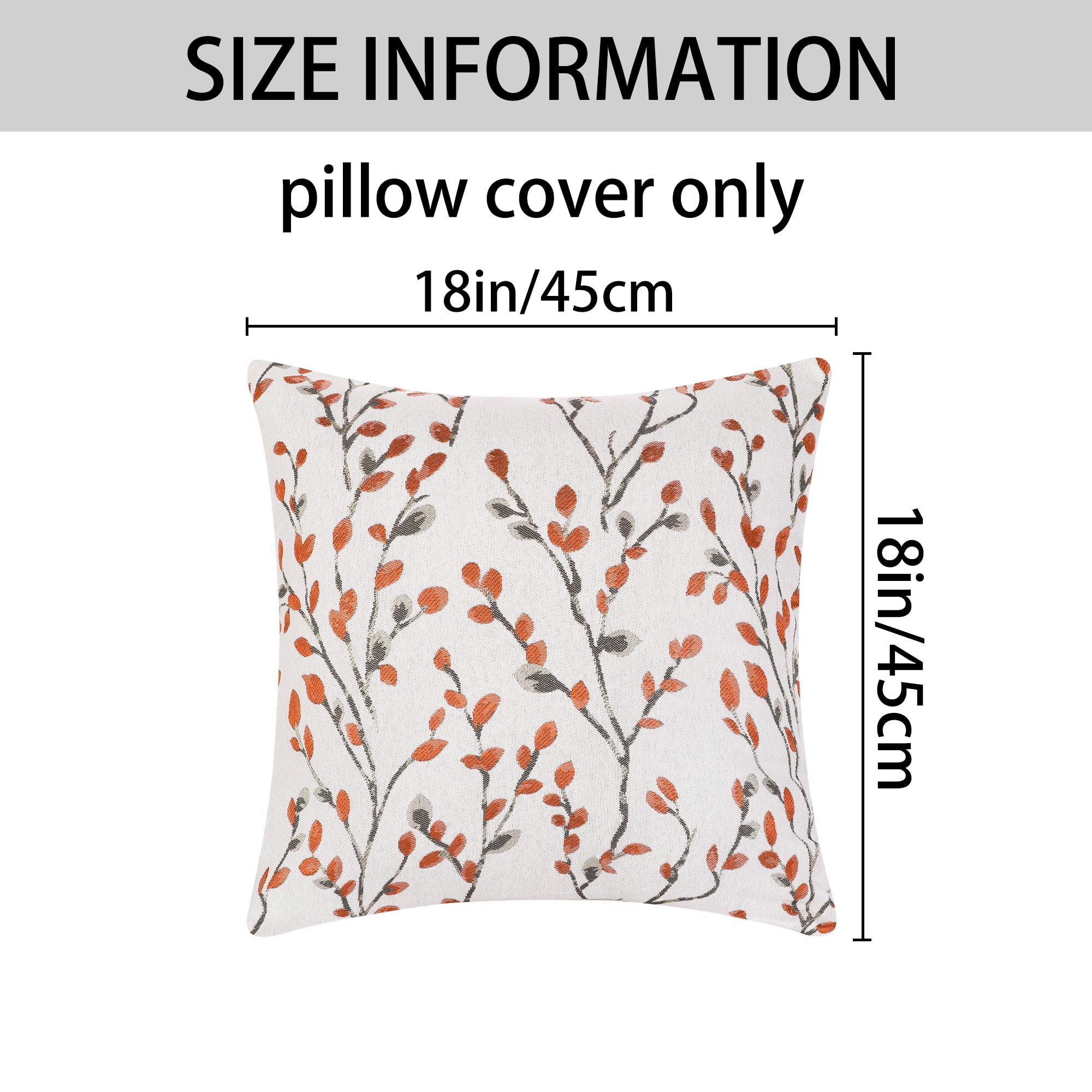 Unique Bargains 4 Pcs Floral Embroidered Throw Pillow Cases Orange Flower/Flower-7