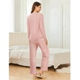 thumbnail image 3 of Ekouaer 2 Pack Women Pajama Long Sleeve Sleepwear Soft Loungewear Pjs Sets with Pockets, 3 of 6